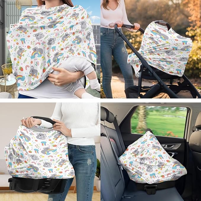 Koala Basket Covers for Baby Infant Carseat Canopy Small Flowers Nursing Pillow Cover for Baby Boy Girl Newborn Replaceable Cuddle Pillow Slipcover