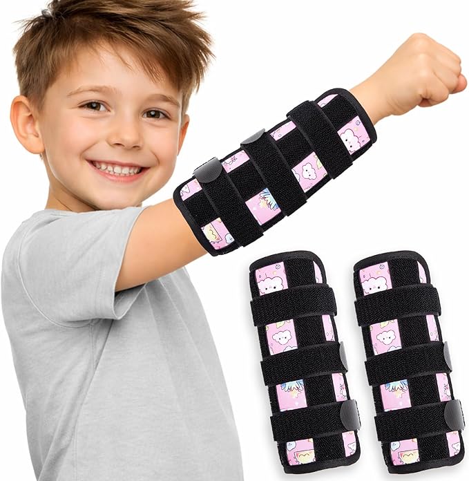 2 PCS Thumb Sucking Deterrent, Pink Clouds Thumb Guard for Kids Toddlers Nail Biting Treatment, Anti Nose Picking, Scratching Face, Elbow Immobilizer for Boys Girls, Finger Sucking Prevention