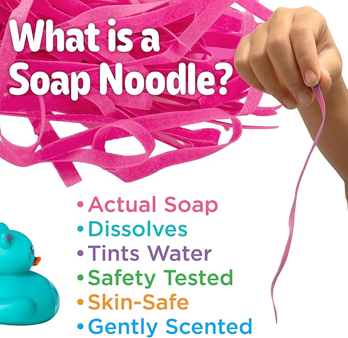 Creativity for Kids Soap Noodles Kitty Bath Set | Mix, Swirl & Play with Pink Soap Noodles & Puddles The Kitty Duck | Easter Basket Stuffers & Fine Motor Skill Crafts (Ages 3+)