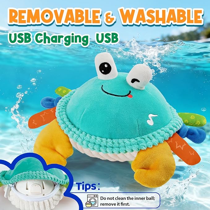 Baby Toys for 12 18 Months - Musical Crawling Dancing Bouncing Learning Crab Plush Toy - Infant Tummy Time Sensory Toys for Toddlers 1-3 Year Old Boys & Girls Easter Christmas Birthday Gifts