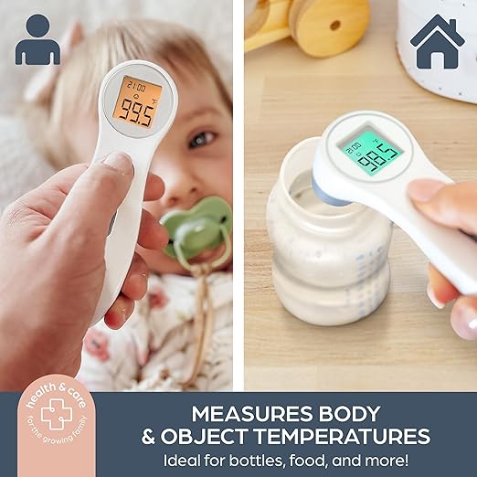 Dreambaby Infrared Forehead Thermometer, No Contact, Digital Display, Memory Storage and Fever Alerts, for Adults and Kids, Includes Batteries