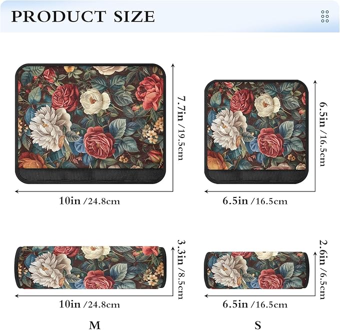 CHIFIGNO Vintage Roses and Peonies Seat Belt Covers 2 Pack Soft Car Seat Straps Cover Seatbelt Shoulder Pad for Adults Women Kids