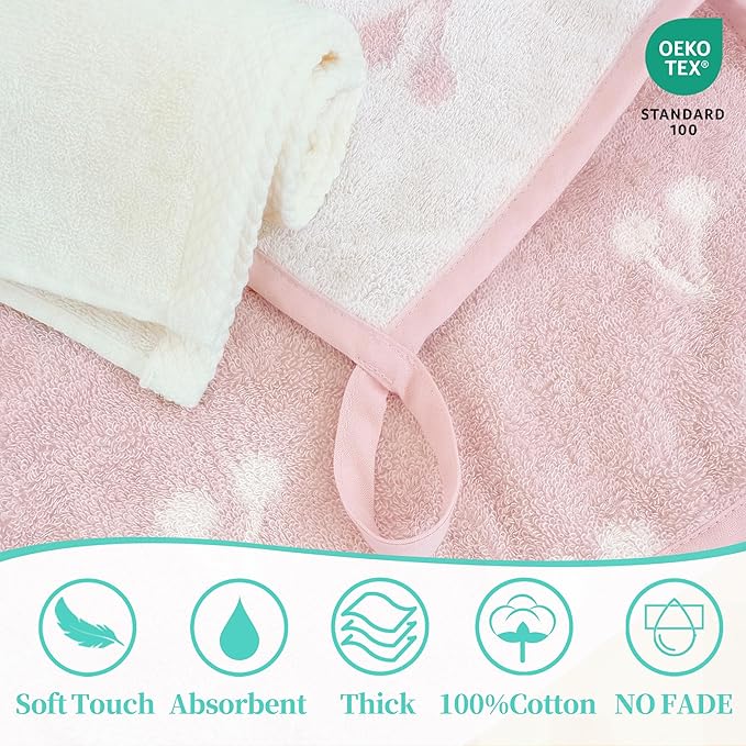 VOOVA & MOVAS Cherry & Ivory 6 Pack 100% Cotton Washcloths – 12"x12" – Ultra-Soft & Highly Absorbent – Newborn Towels Set, Baby Essentials