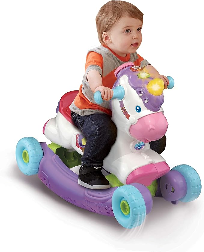 VTech Rock and Ride Unicorn Baby Ride On Toy, Rocker, Interactive Baby Musical Toy with Learning and Sound Features, First Steps Walking Support for Babies & Toddlers Aged 18-36 Months Old