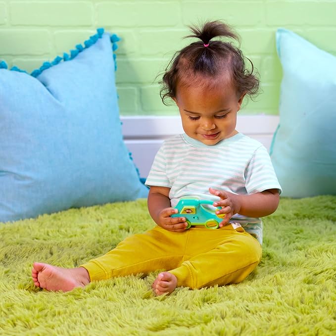 Bright Starts Safari Driver Take Along Toy with Music and Lights, Monkey, On The Go Travel Activity, Unisex, Blue, 3 Months+ (Pack of 2)