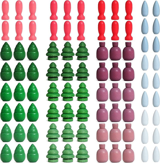 Large Set Full Rainbow Color Style Wooden Loose Parts Sensory Play Toys, Mandala Loose Parts 5 Shapes, 15 Colors, Rainbow Stacker Nesting Toys Parts (90PCS New Shapes)