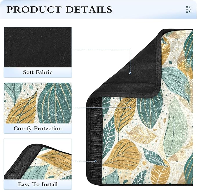Boho Style Leaves Seat Belt Cover Fashion Safety Belt Cushion 2Pcs Shoulder Strap Pad for Boys Girls Adults