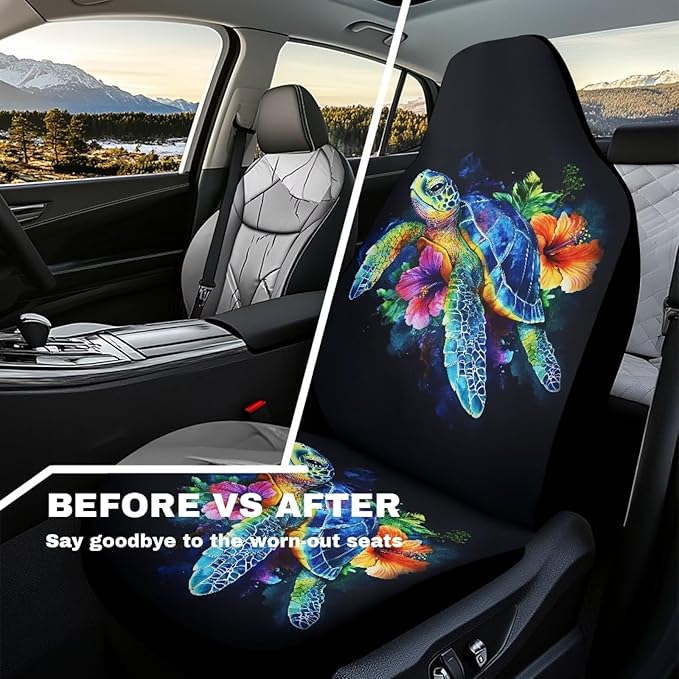 Turtle Car Front Seat Covers Waterproof Breathable Front Seat Cover Auto Interior Accessories 2 Pcs Set Protection Interior Accessories Universal Fit Most Cars