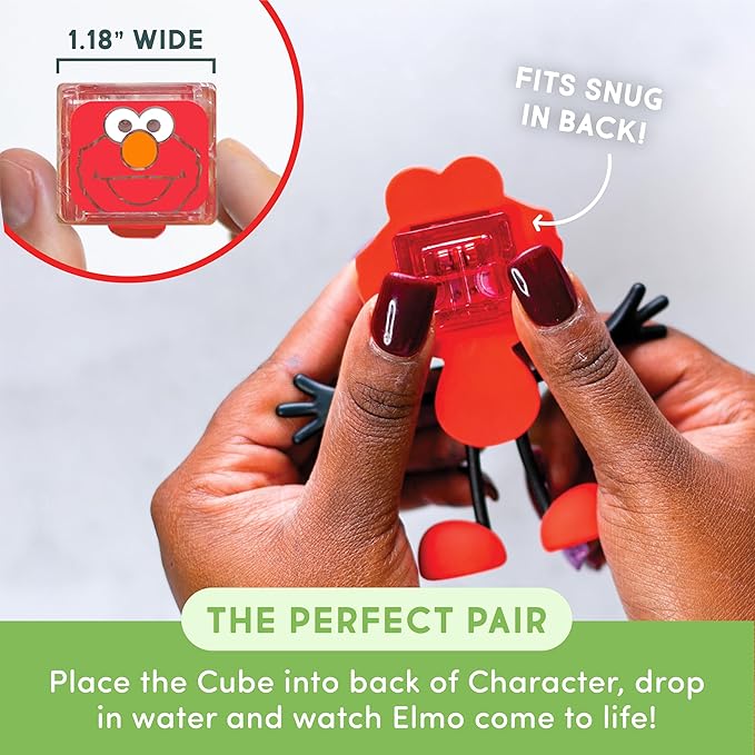 Glo Pals x Sesame Street Water-Activated Light-Up Cubes for Sensory Play (Elmo - Cubes Only) - Valentine Day Gift