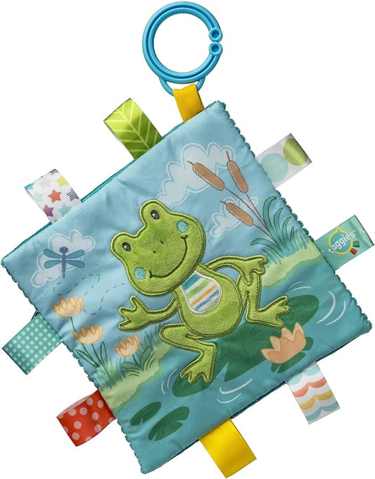 Taggies Crinkle Me Activity Toy with Baby Paper & Squeaker and Sensory Tags, 6 x 6-inches, Green Peepers Frog