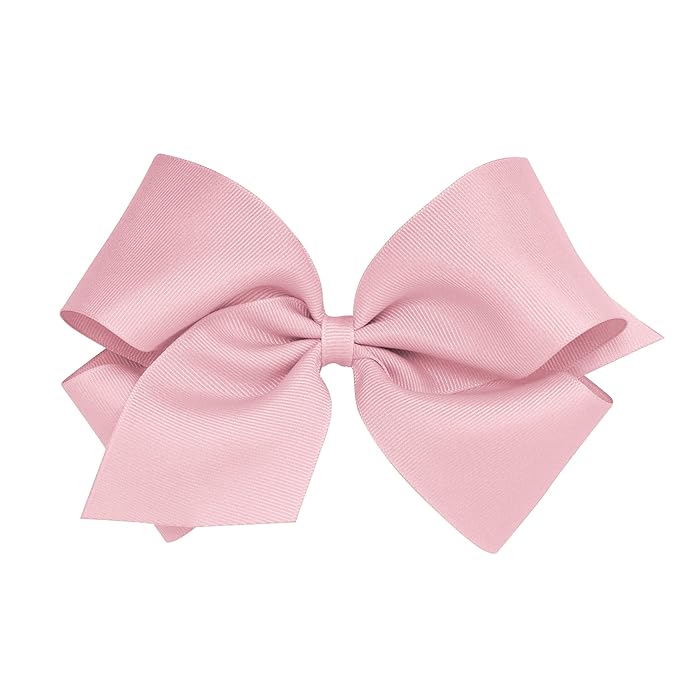 Wee Ones Girls' Classic Grosgrain Hair Bows with Plain Wrap Center, No-Slip Hair Clip, Handmade, Sweet Nectar, King