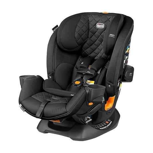Chicco OneFit Max ClearTex All-in-One Car Seat with LeverLock Installation, Slim Design, Convertible Car Seat, Seat for Infants and Children 5-100 lbs, Energy/Black
