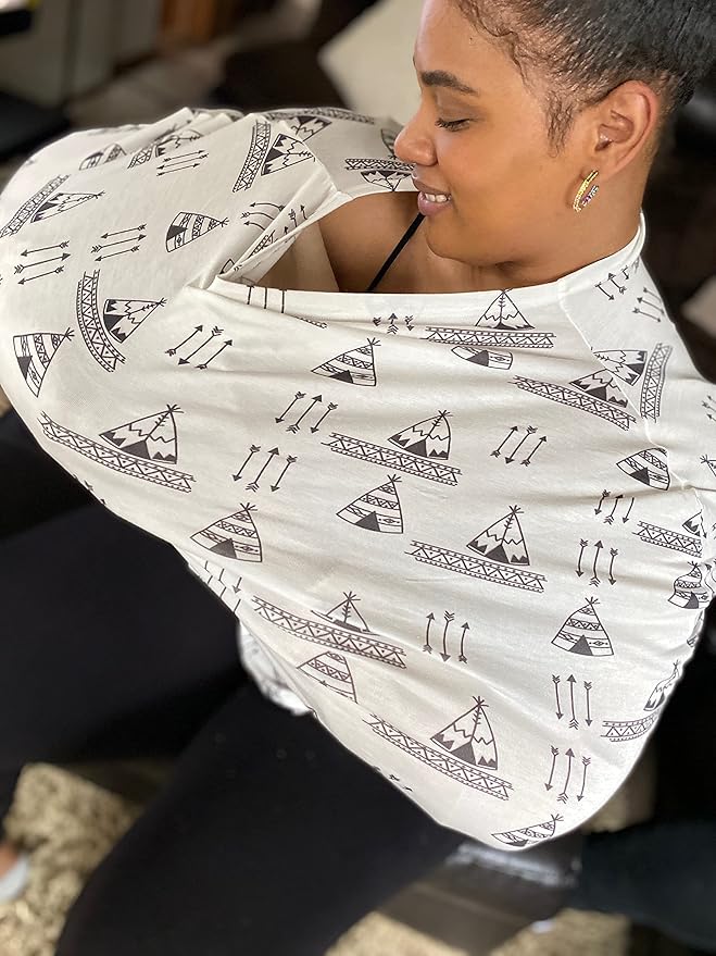 MRPlus Baby Nursing Cover Multi Use Cover for Baby Car Seat Canopy, Shopping Cart Cover, Stroller Cover, Full Privacy Breathable 100% Cotton Breastfeeding Coverage, Baby Shower Gifts for Boys & Girls