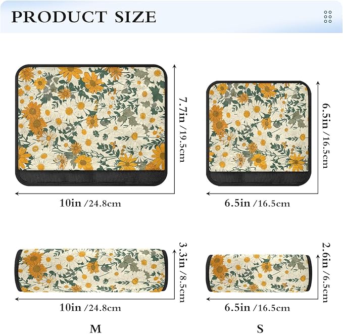 CHIFIGNO Vintage Daisies and Wildflowers Seat Belt Cover Pad 2Pcs Seatbelt Pads Cute Shoulder Pads Car Accessories for Adults Kids