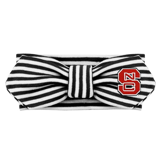 Creative Knitwear North Carolina State Wolfpack Infant Girls Black/White Striped Hair Knot Headband Embroidered Logo - Size Newborn - 4T