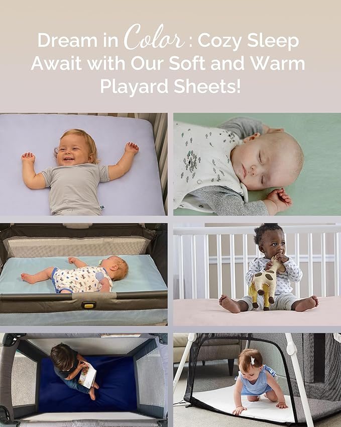 Pack and Play Sheets for Baby Bjorn, Guava Lotus Travel Crib and 24 x 42 Inch Travel Light Playard Mattress – Buttery Soft Jersey Pack n Play Sheets Fitted, Blue Sage Cloud, 3 Pack