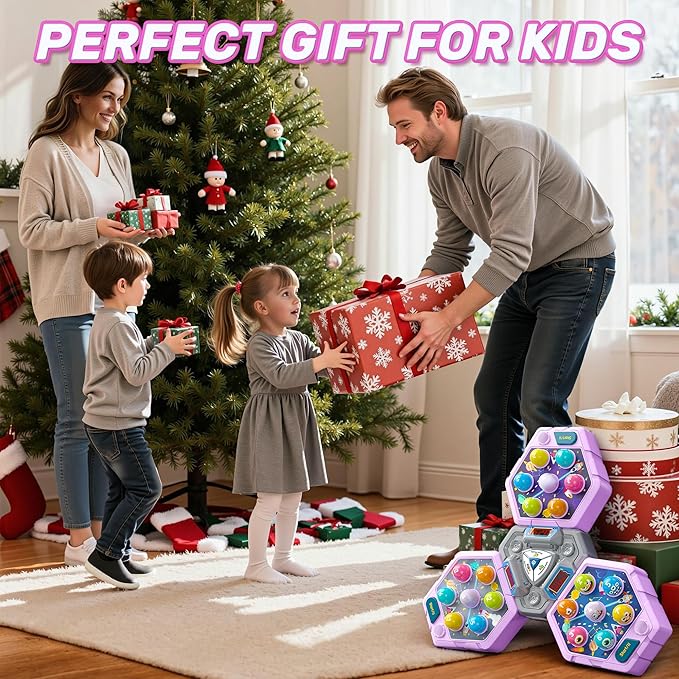 Whack Game Mole, Game 3+ Year Old, 3 Year Old Boy, 4 Year Old Toy, Gift for 3 Year Old, Boys Toys Age 4-6, 3-Players Whack Toy with 3 Modes, 7 Speeds, Light&Sounds, Birthday Gift for Todder(Purple)