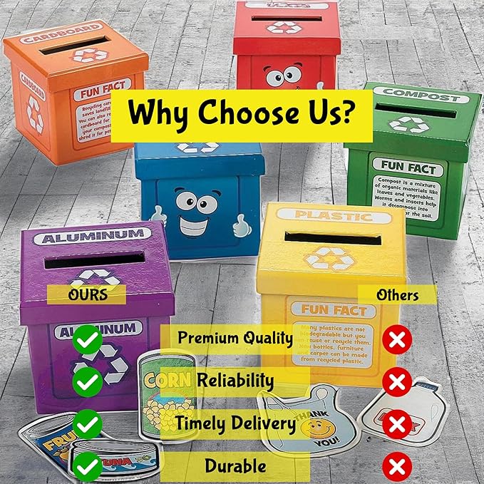Fun Express Sorting Toys for Toddlers 1-3 - Color Sorting Educational Recycling Game with 54 Pieces | STEM Learning Activities for Preschool Science & Earth Day Projects | Eco-Friendly Teaching Kit