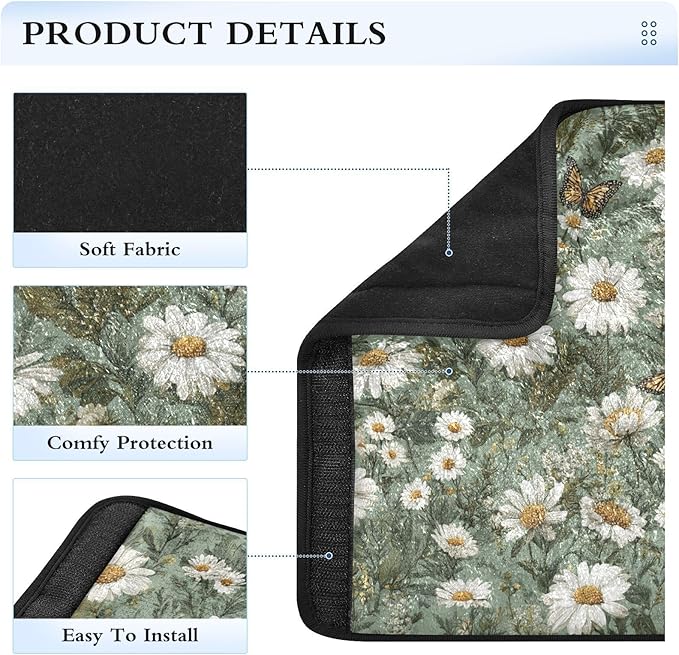 2 Pack Seatbelt Covers Seat Belt Cover Pad for Adults Boys Girls Car Seat Strap Covers Pads Cushion Universal Shoulder Strap Pad Protector for Backpack Camera Bag 10x7.7Inch Summer Daisy Butterfly Gre