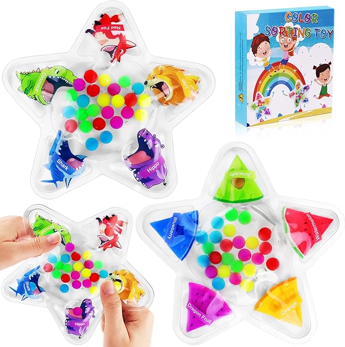 2PCS Color Sorting Sensory Toys for Toddlers, Color Matching Fidget Toys for Calming, Preschool Learning Montessori Toy Travel Fine Motor Skills Game for Kids Boys Girls Ages 3-5