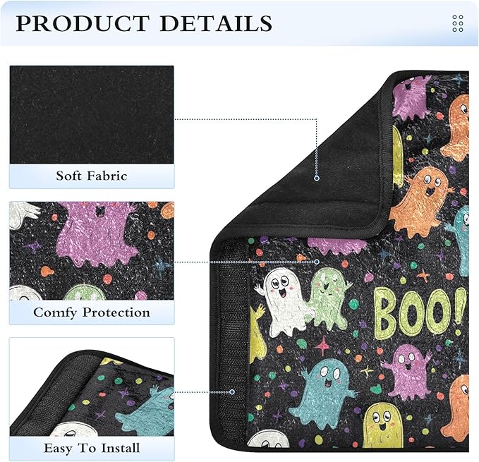 Cute Cartoon Halloween Elements Seat Belt Cover Pack of 2 Cute Seatbelt Cushion Shoulder Strap Cushion for Girls Boys Adults