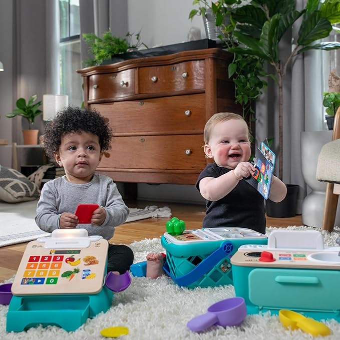 Baby Einstein + Hape Magic Touch Kitchen Play Toy Cooking Stove Set with Real Sounds and Music, Fine Motor Skill Development, Ages 1, 2, 3, 4+