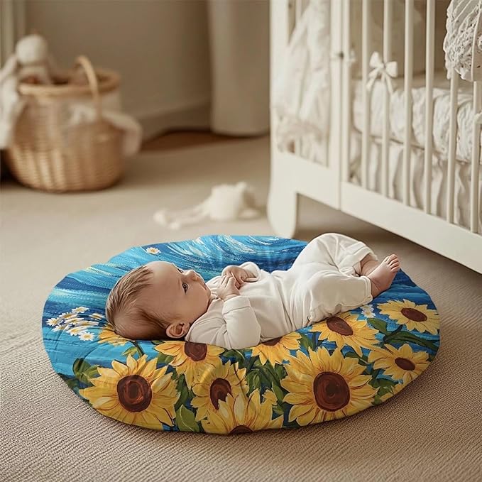 Newborn Lounger Cover, Sunflower Daisy Print Waterproof Infant Lounger Pillow Cover Soft Baby Lounger Slipcover Washable Infant Lounger Pillow Cover for Most Babies