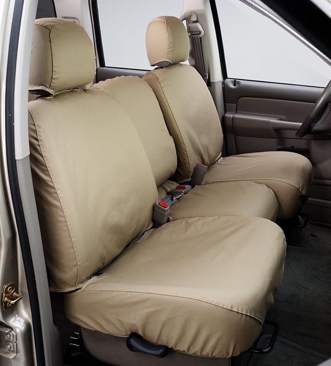 Covercraft Custom-Fit Rear-Second Seat Bench SeatSaver Seat Covers - Polycotton Fabric, Grey