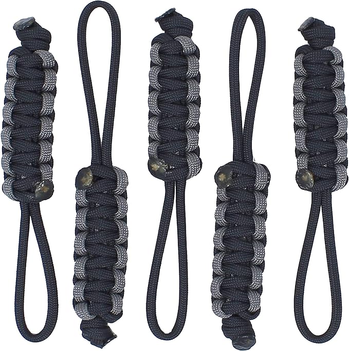 BubbasGarageTv - Large Heavy Duty Paracord Zipper Pulls (Charcoal Grey)