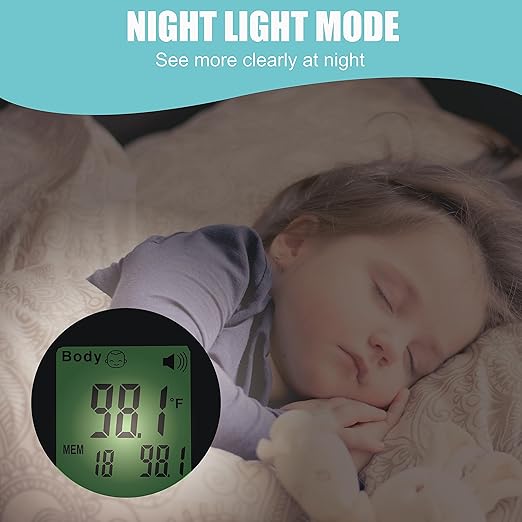 Amplim No-Touch Forehead Thermometer for Adults, Kids, and Infants: Digital Temporal Touchless Medical Grade Thermometer with LCD Display, Registry Must Have for Body Fever Temperatures, Blue