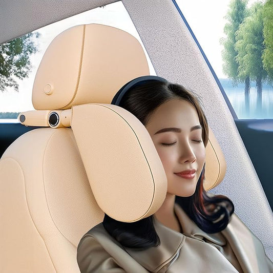 180° Adjustable Car Headrest Pillow,Neck Support Pillow, U-Shaped Memory Foam Travel Sleeping Pillow, Multi-Function Hook Design for Adults and Kids(Yellow)