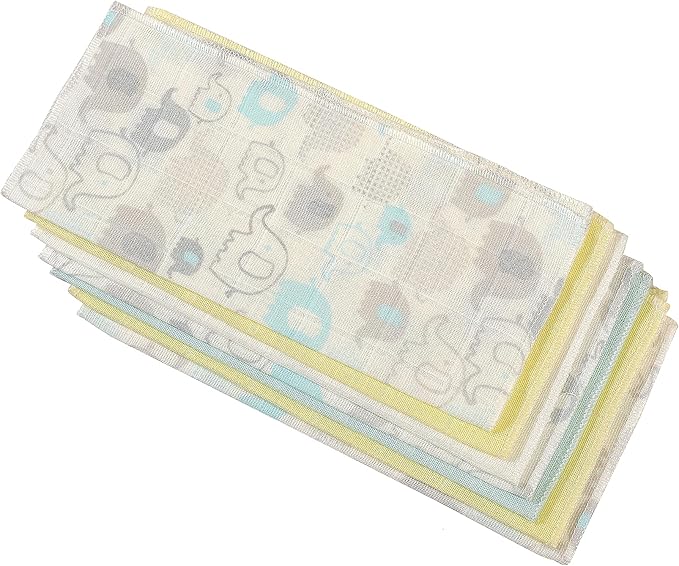 Deyzi Washcloths, 100% Cotton Ultra Soft Absorbent Wipes, Newborn Face Towel, Pack of 7, Reusable Quick Dry Baby Wipes for Sensitive Skin, 7 x 7 inches (Multi Color), Uni10