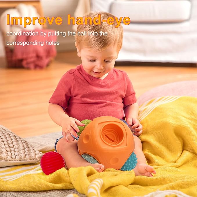 Montessori Toys for Babies 3 Months+, 12Pcs Baby Balls 3 to 12 Month for Babies & Toddlers 3M+, Educational Toys for Babies 6-12 Months
