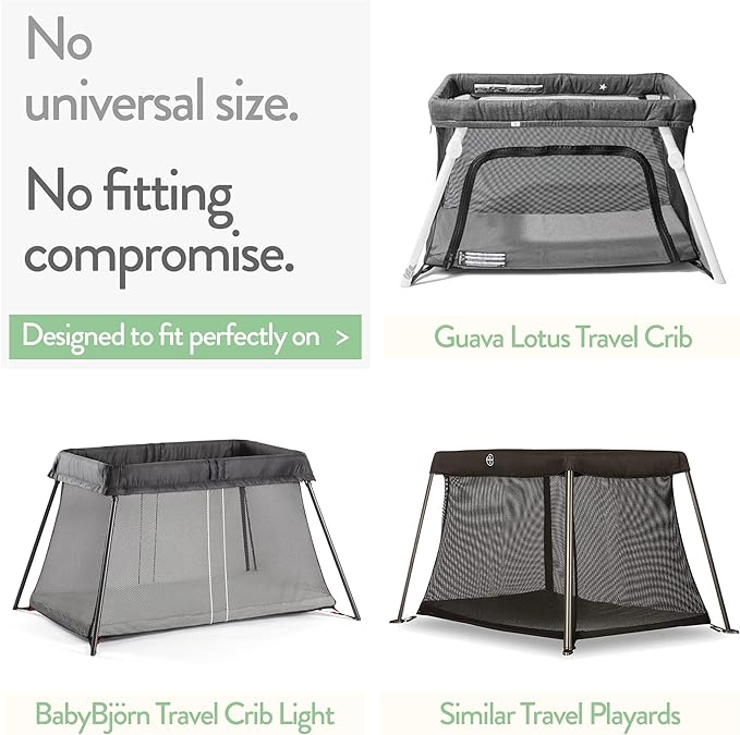 Travel Crib Fitted Sheets for Baby Bjorn, Guava Lotus Travel Crib and 24 x 42 Inch Travel Light Playard Mattress – Snuggly Soft 100% Jersey Cotton – Dusty Blue + Navy – 2 Pack