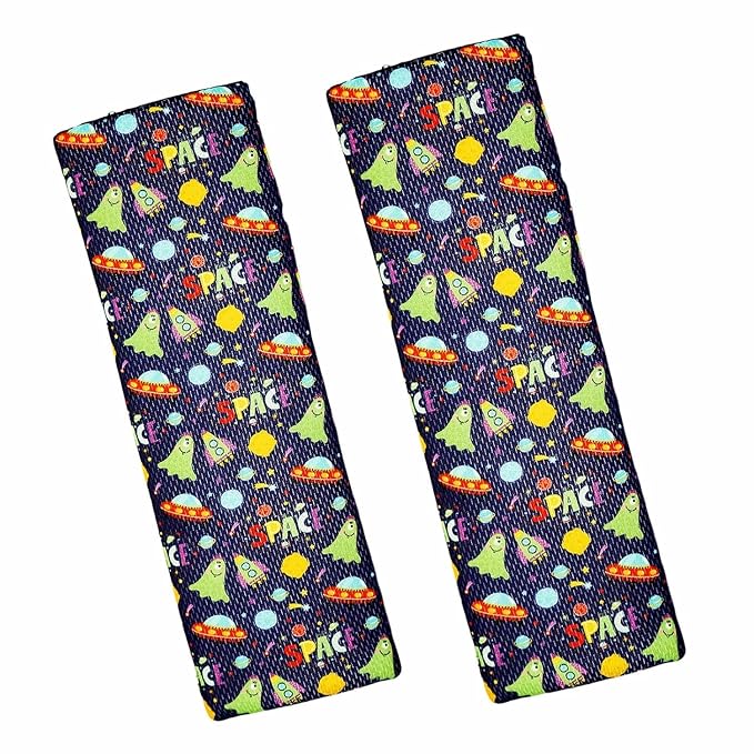 Baby Seat Belt Strap Cover, 2 Pcs Kids Car Seat Belt Cushions Pads, Shoulder Strap Protectors for Girls Boys (Space 7A)