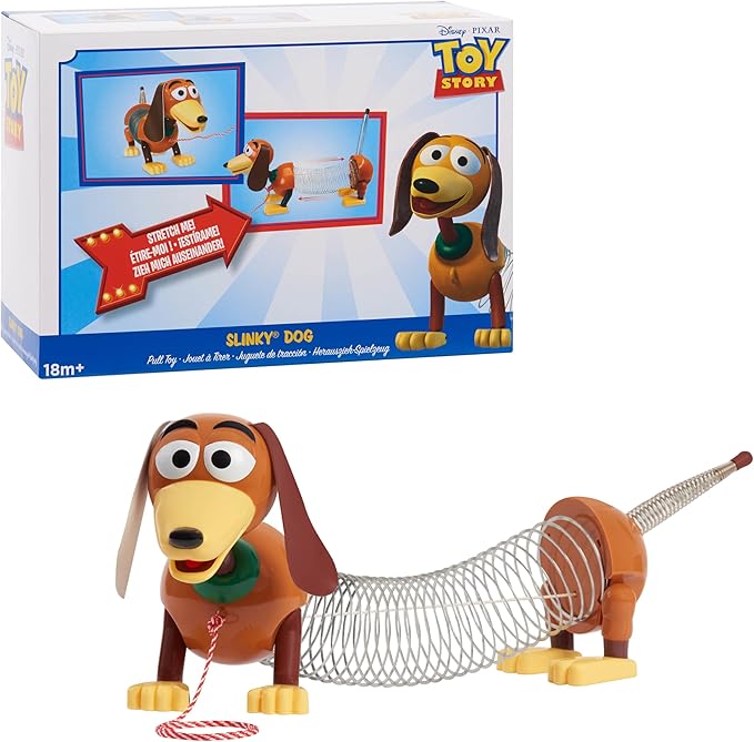 Disney and Pixar Toy Story Slinky Dog Pull Toy, Walking Spring Dog Toy, Classic Stretch Toy for Toddlers, Preschool Kids Toys Ages 18 Months and Up, Basket Stuffers by Just Play