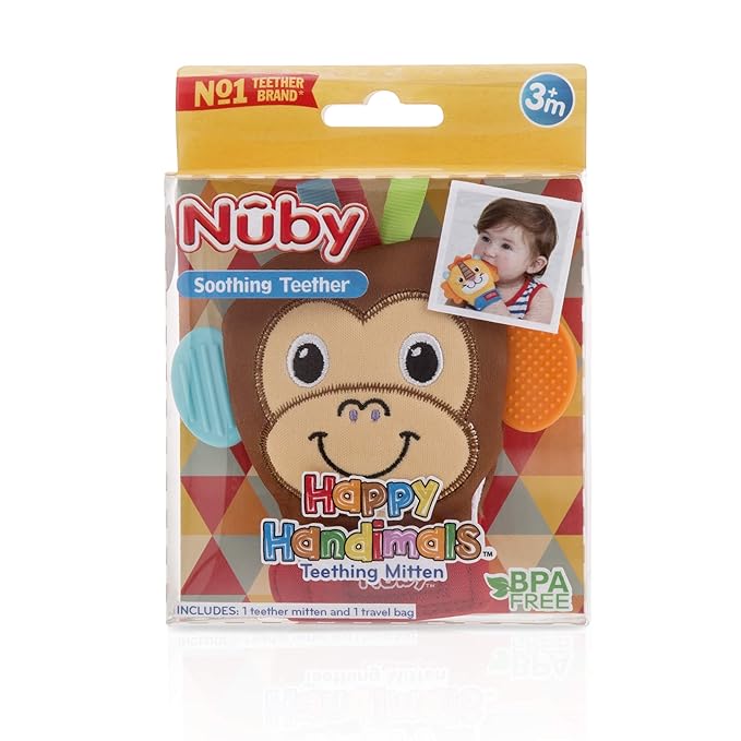 Nuby Happy Handimals Teething Mitten- Monkey