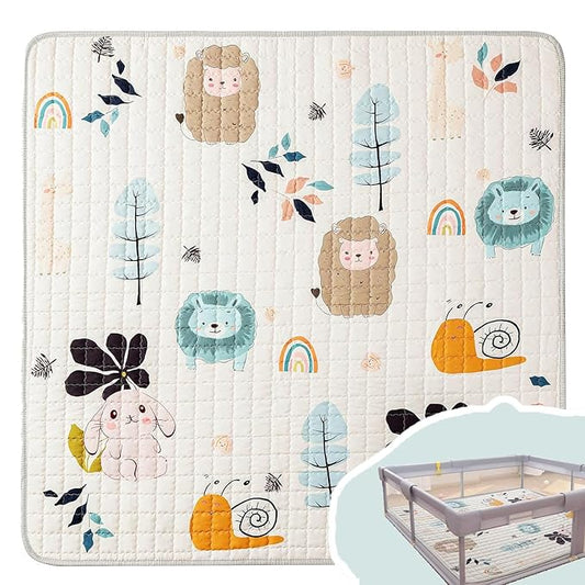 Baby Play Mat,50x50 Play Mat for Floor, Soft Thick Baby Floor Play Mat for Infants, Babies, Toddlers Tummy Time,Baby Crawling Mat,Machine Washable Cushioned for Playpen,Animals