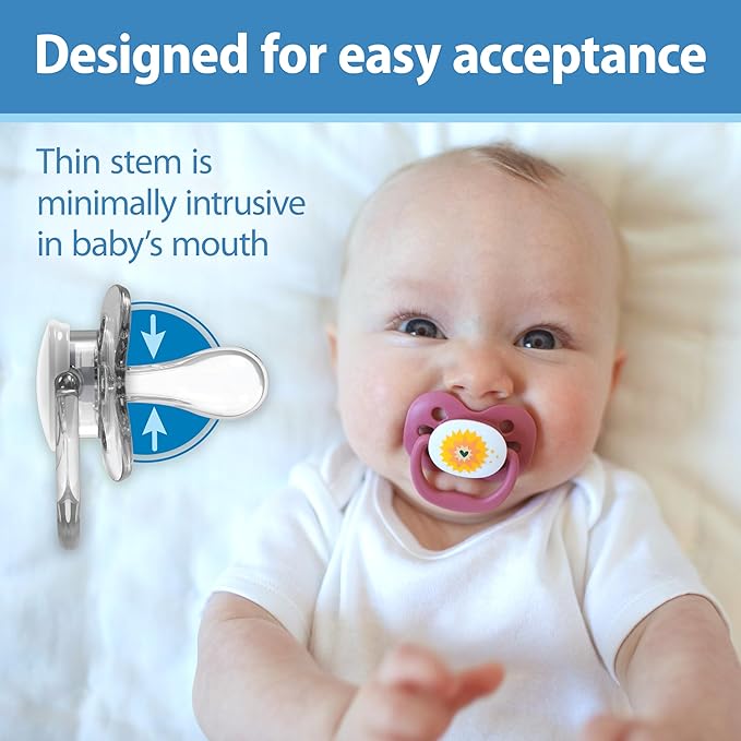 Dr. Brown's Advantage Baby Pacifier, Fully Symmetrical Soother with Soft Silicone Bulb, Glow-in-The-Dark Blue Sunrise-Blue Ocean, 0-6m, BPA-Free, 4-Pack