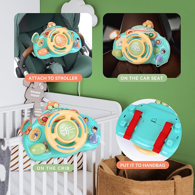 Caterbee Baby Turn and Learn Driver Steering Wheel Toys (Blue)