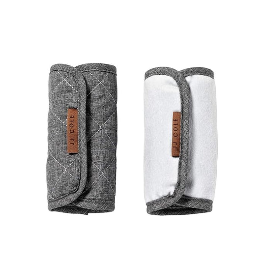 JJ Cole Reversible Seat Belt Covers - Quilted Seat Belt Cover for Car Seat Straps - Heather Gray - Car Seat Belt Cover - Baby Travel Essentials