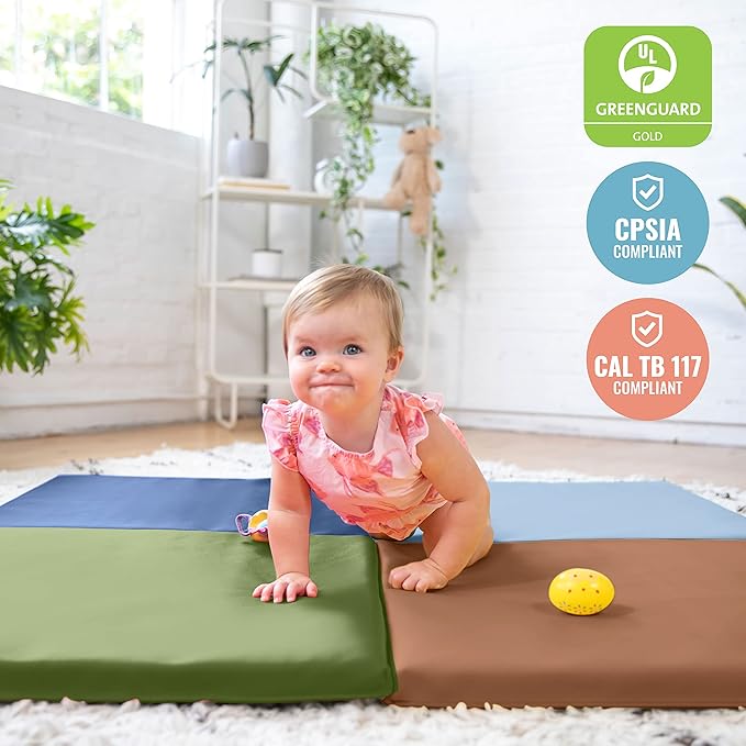 ECR4Kids SoftZone Quad Fold-N-Go Activity Mat, Folding Playmat, Contemporary