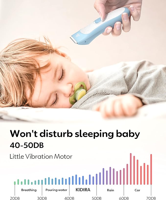 KIDIRA Baby Hair Clippers Quiet Hair Trimmer for Kids Toddler, Silent Hair Clippers for Children with Autism, Waterproof Rechargeable Cordless Ceramic Blade Haircut Kit