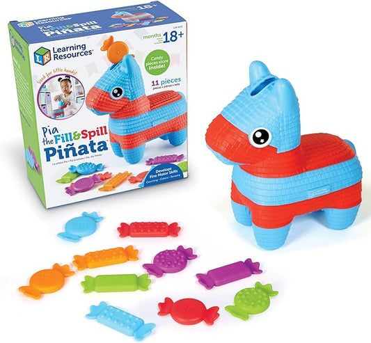 Learning Resources Pia the Fill & Spill Piñata - Toddler Montessori Sensory Toys, Preschool Activities, Counting Manipulatives, Color Sorting, Fine Motor Skills, Birthday Gifts for Boys and Girls