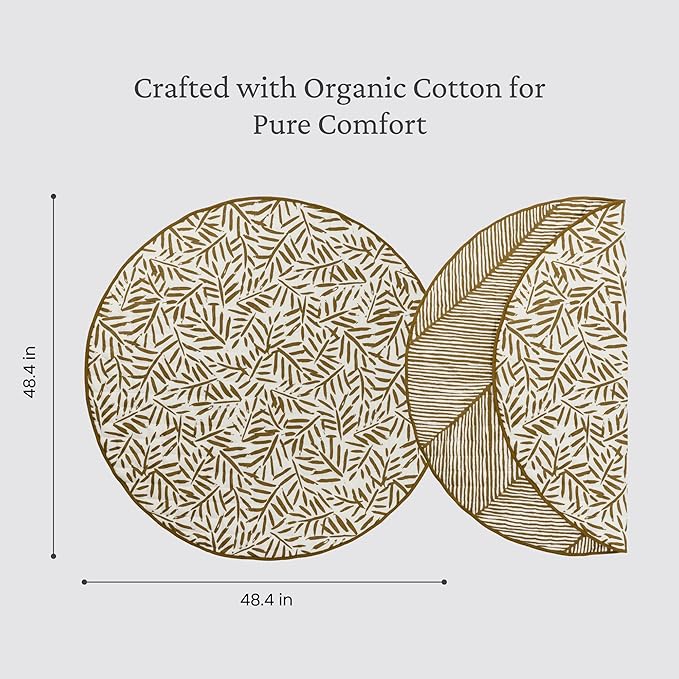 Toddlekind 100% Organic Cotton 48" Reversible Quilted Luxe Play Mat for Babies/Toddlers, Multifunctional, Sand Castle (Ochre/Gold)
