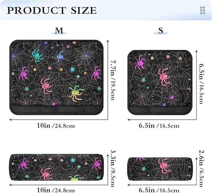 CHIFIGNO Neon Halloween Spiders Seat Belt Covers Cute Seatbelt Cover Pack of 2 Shoulder Pads Car Accessories for Adults Women Kids