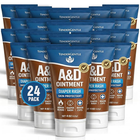 Vitamin A&D Ointment for Baby Diaper Rashes - 4 oz Tube, 24 Pack - A and D Ointment for Adults, Seniors, and Babies