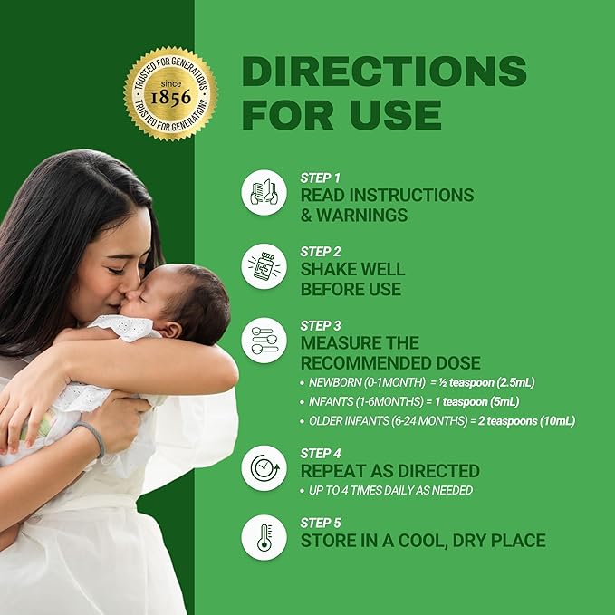 Dr. Chase Kolik Gripe Water for Babies - Colic, Gas & Fussiness Relief for Newborns & Infants - Plant-Based, Alcohol-Free Gas Drops for Hiccups & Tummy Discomfort (150 mL / 5 fl. oz.)