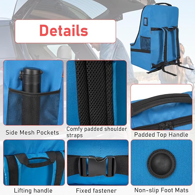 IBVIVIC Car Seat Travel Bag Heavy Duty Car Seat Bag for Airplane Gate Check Car Seat Backpack with Shoulder Strap, Blue