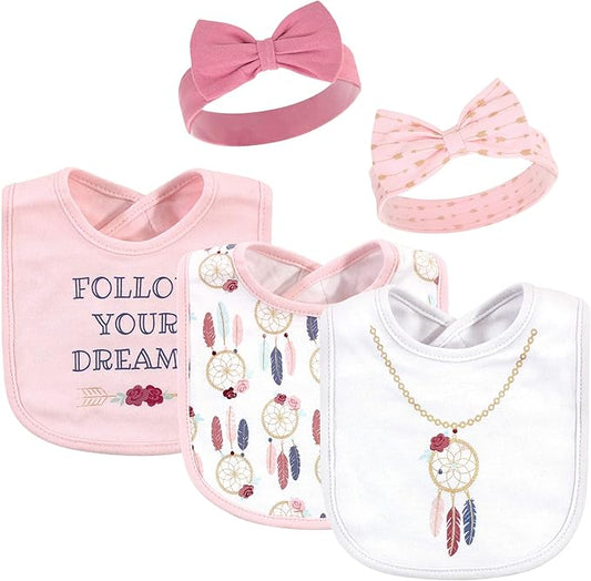 Little Treasure baby-girls Bib and Headband Set